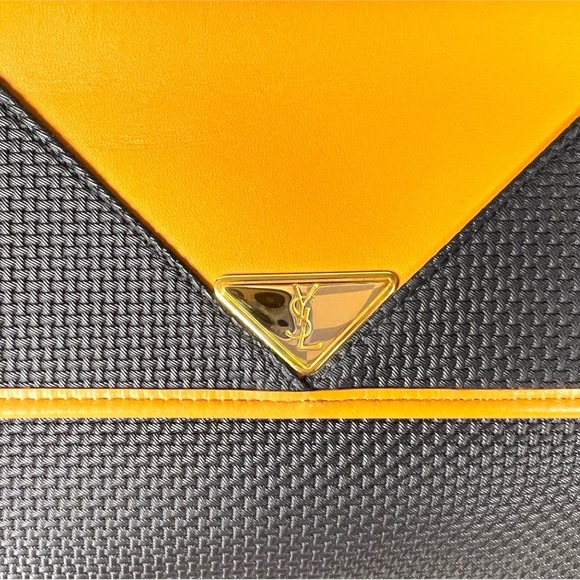 Vintage YSL Leather Woven Zip Pouch Clutch - Picture 9 of 13